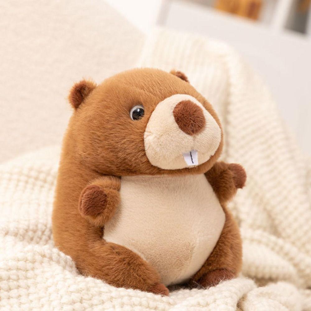 Fluffy Stuffed Cartoon Groundhog Doll PP Cotton Chubby Marmot Stuffed Toy  Decoration Gifts
