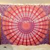 Dark Navy Red Orange Mandala Tapestry Wall Hanging Indian Hippie Bohemian Medallion Aesthetic Wall Art Bedroom Dorm Decor