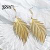 Face Slimming Earrings Fashion Feather Drop Elegant Metal Faux Pearl