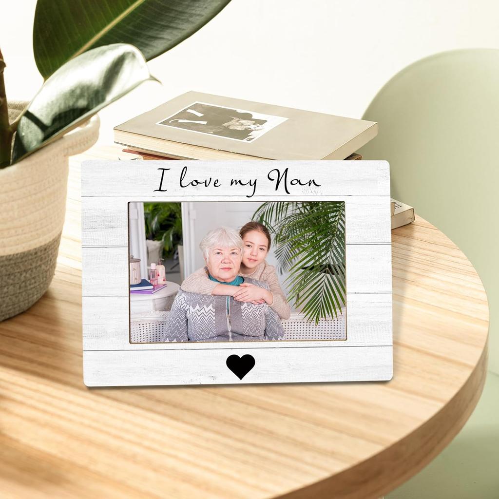 I Love My Nan Picture Frame, Mother's Day Gifts for Nan Grandma, Grandma Gifts from Grandkids Photo Frame 4x6, Grandmother Wooden Photo Picture
