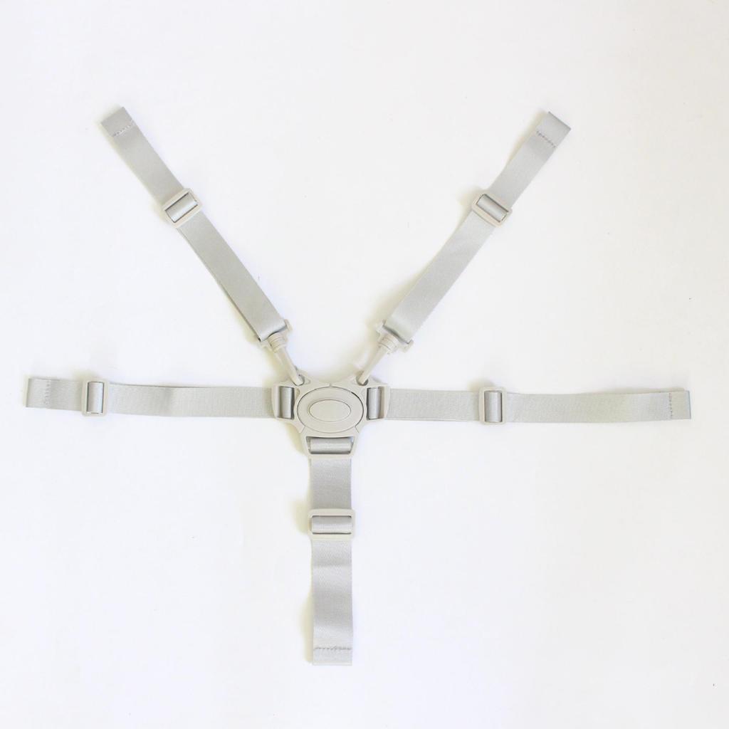 Gray 5-Point Nylon Harness Strap for High Chair and Stroller