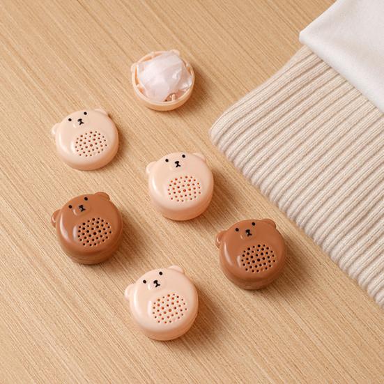 4Pcs/Set Cartoon Bear Mothball Storage Box Round Small Holes Deodorant Moisture-proof Household Wardrobe Closet Mothball Container Holder Home