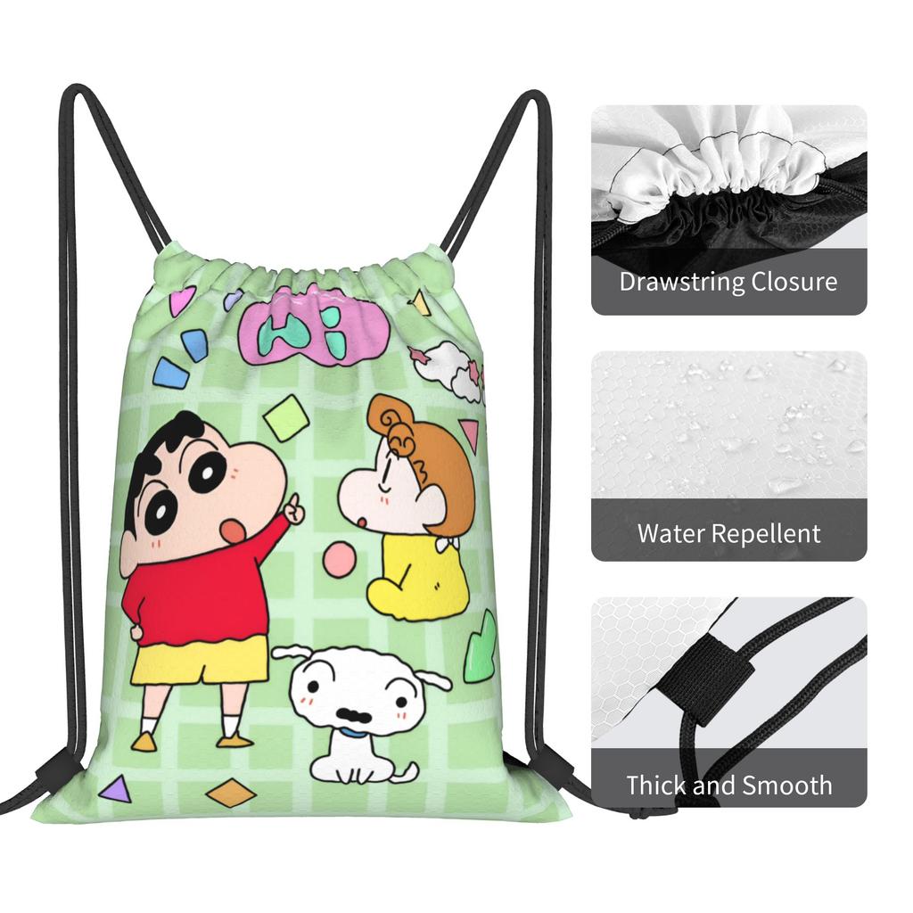 Custom Crayons Shins Chans Drawstring Backpack Bags Men Women Lightweight Cartoon Gym Sports Sackpack Sacks for Training