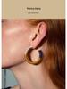 Retro Three-Color Wool Thread Hoop Earrings - Stylish, Versatile, Light Luxury Design for Women