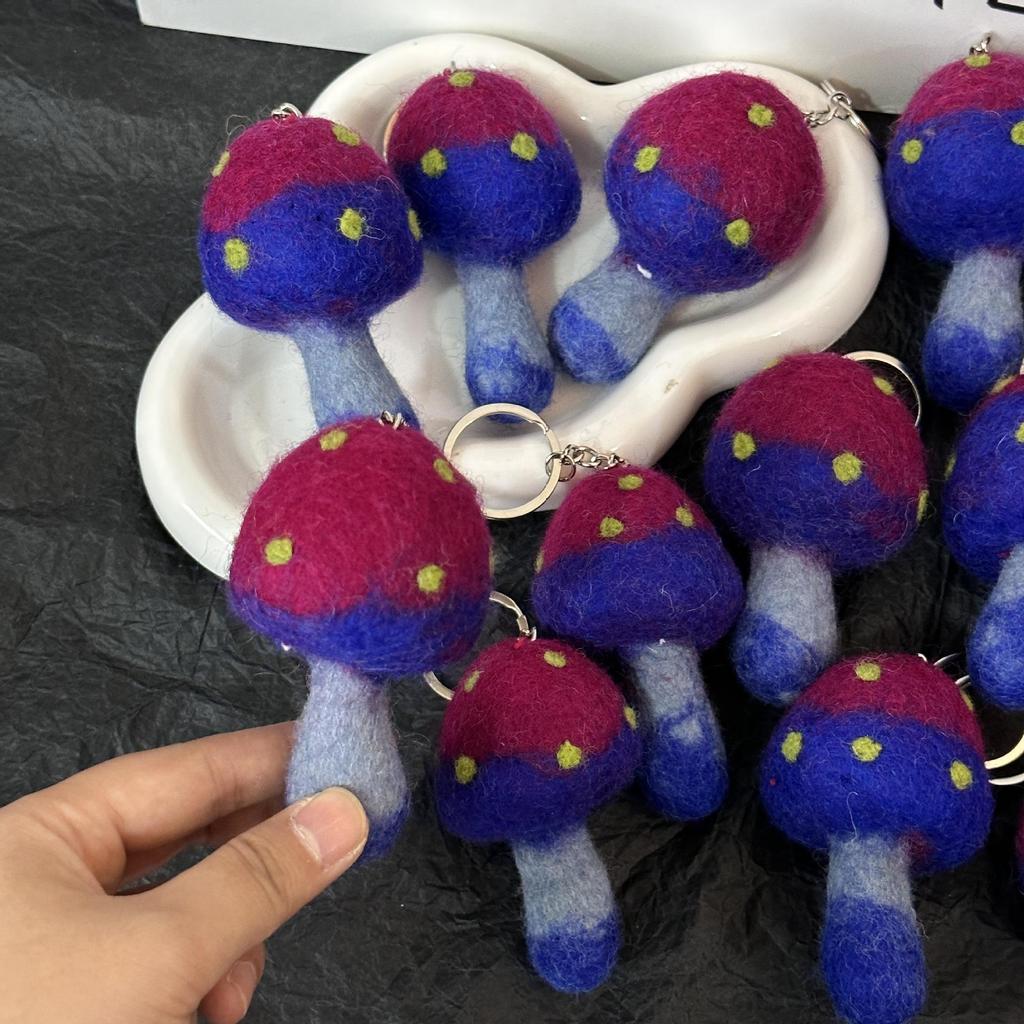 Mushroom Wool Felt Pendant: Handmade Women's Ornament with Cultural and Creative Design