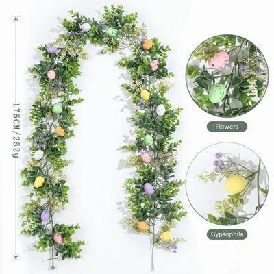 Creative Artificial Spring Vine Flower with Egg Carrot Multi Colored Easter Egg Garland Wreath Easter Decoration