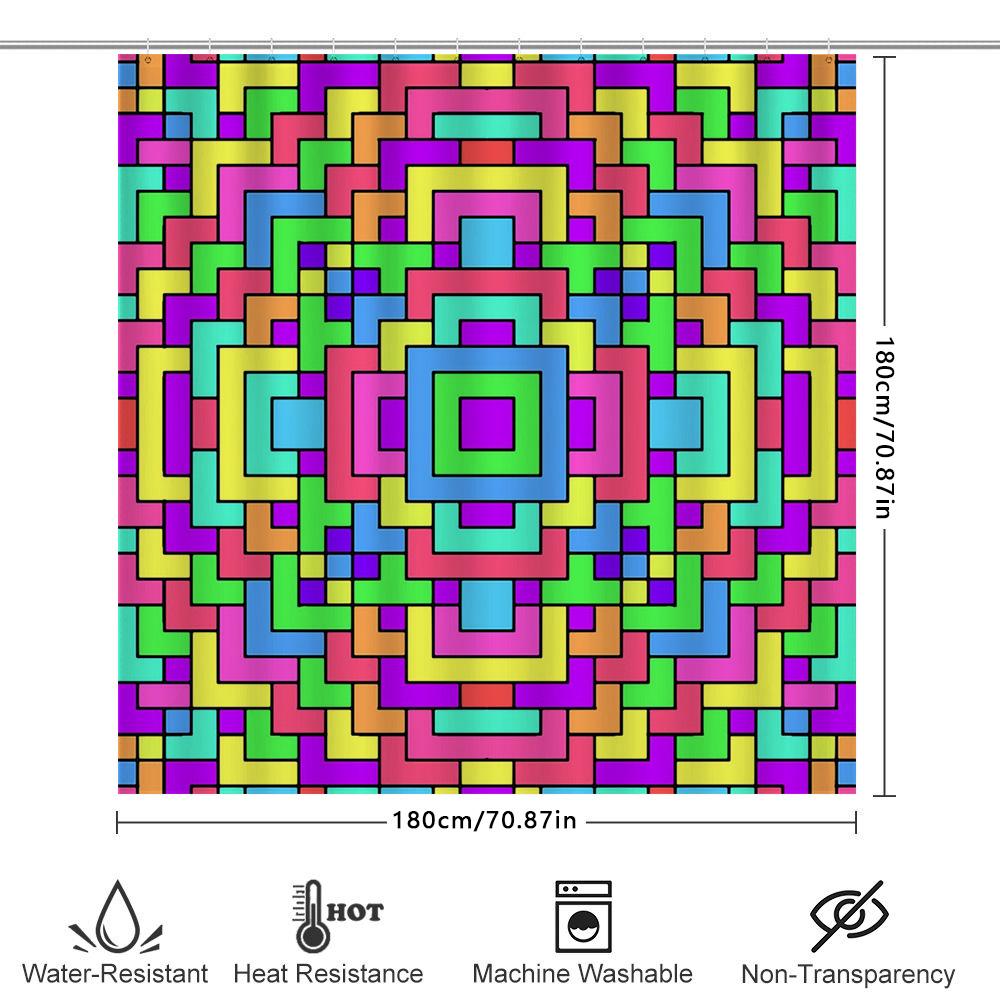 Brightly Colored Geometric Shower Curtain Bathroom Decor With Eye-Catching Pattern For Home Kitchen Or Bathtub 3D Printed Waterp