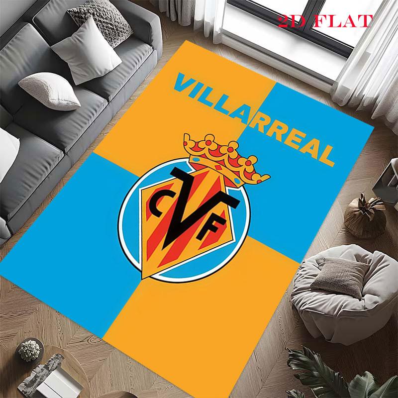 Tappeto Tappeto con Logo Villarreal per Soggiorno Camera da Letto Casa Decorazione Divano, Tappetino Antiscivolo per Giochi Bambini