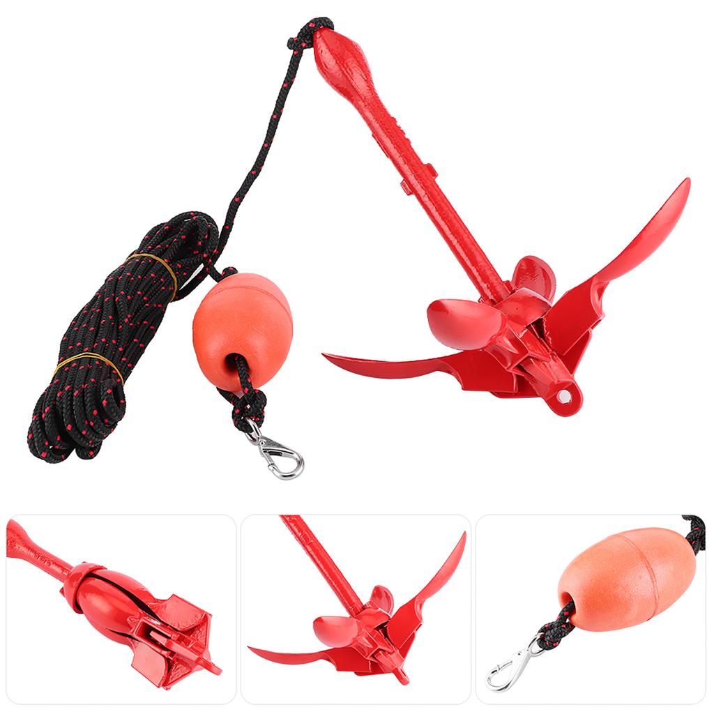 Foldable Anchors Kit 3.5lb1.5kg Red Universal Stainless Steel Grapnel for Boat Yacht Kayak Canoes