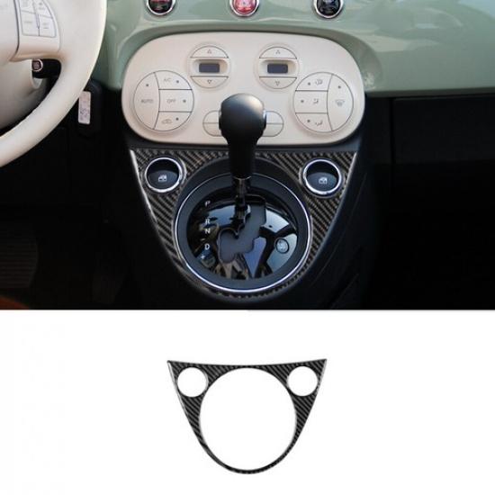 Carbon Fiber Center Console Gear Shift Panel Frame Cover For Fiat 500 2012-2015