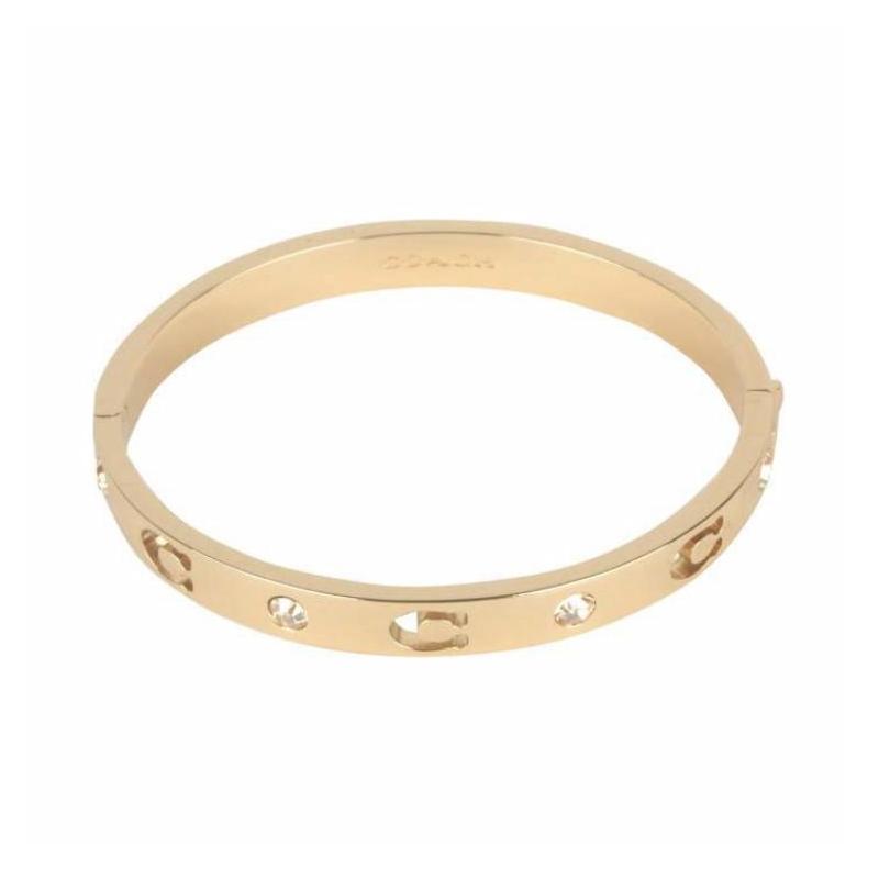 COACH Logo Engraved Brass Bracelet Unisex Couple Style Gold
