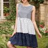ZANZEA Women Summer Round Neck Loose Sleeveless Polka Dot Print Dress