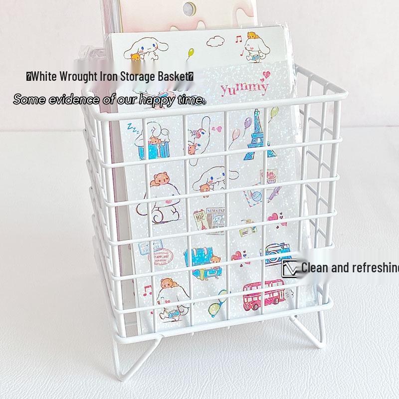 Large Capacity Wrought Iron Desktop Storage Basket for Dormitory and Cosmetics