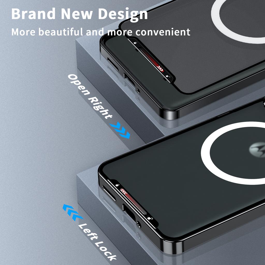 Magic Shield Magnetische Serie für Motorola Moto X50 Ultra 5G/Edge 50 Ultra 5G Hülle Metall+TPU Handyhülle mit Linsenschutz