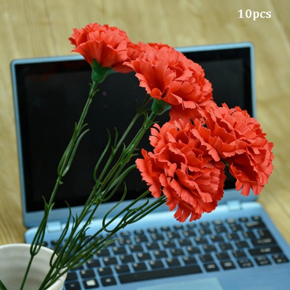 10pcs High Quality 10 Heads Artificial Flowers Silk Multicolors Wedding Arch Decor Carnation Small Carnation