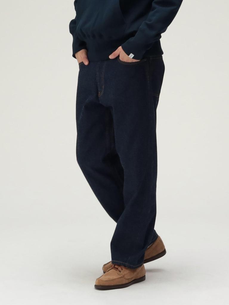 Beams Plus Denim Size 38210040791 Men's Wide-Leg 5-Pocket Pants, Indigo, L,