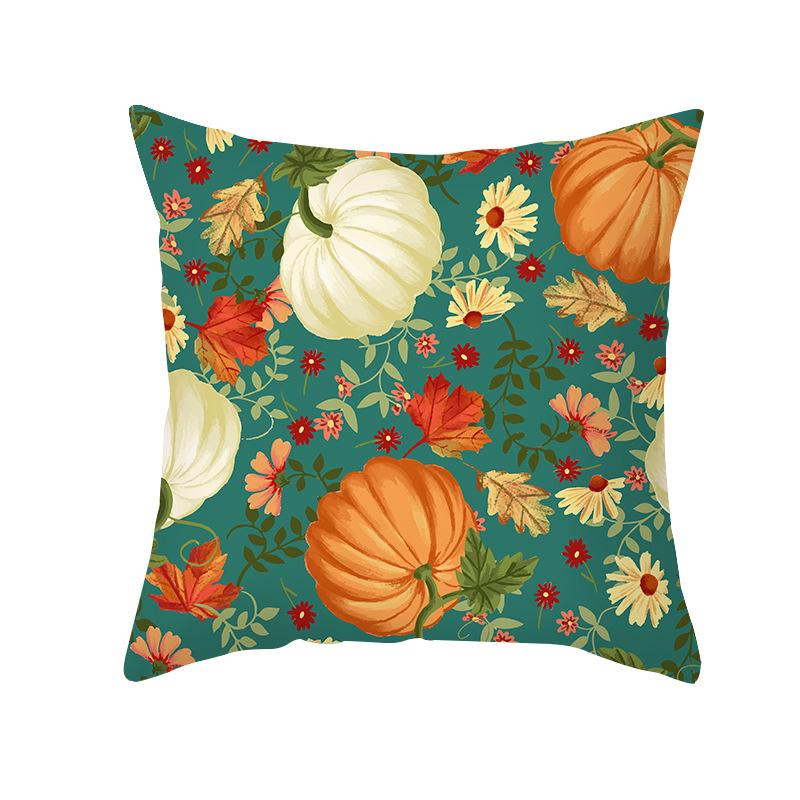 Thanksgiving Pillowcase Wish New Product Cartoon Pumpkin Turkey Peach Skin Printed Pillowcase Sofa Cushion