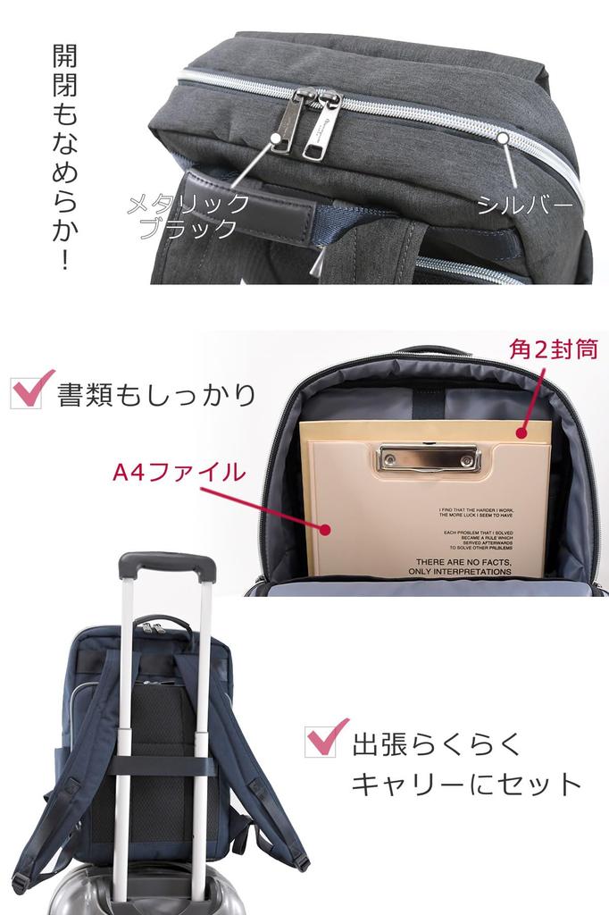 Business Small Pack Bottom Navy Heather [Mezawa Bag] Rucksack, Damenrucksack, Pendeln, Stylisch, Erwachsene, Beliebt, Herren, Computer, Leicht, A4,