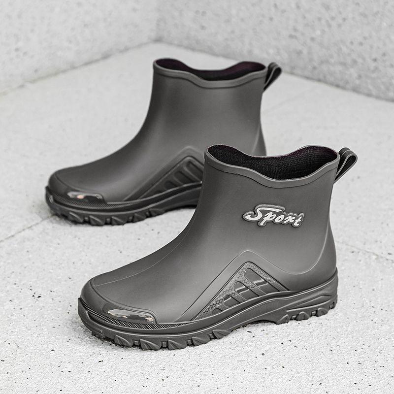 

Rain shoes men s medium tube water shoes waterproof and non-slip motorcycle special velvet thermal short rain boots 44