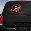 Heißer Metallskelett-Totenkopf im Einschussloch Autoaufkleber Windschutzscheibe Stoßstange Motorradhelm Aufkleber Vinyl Kratzer Wasserdichtes PVC