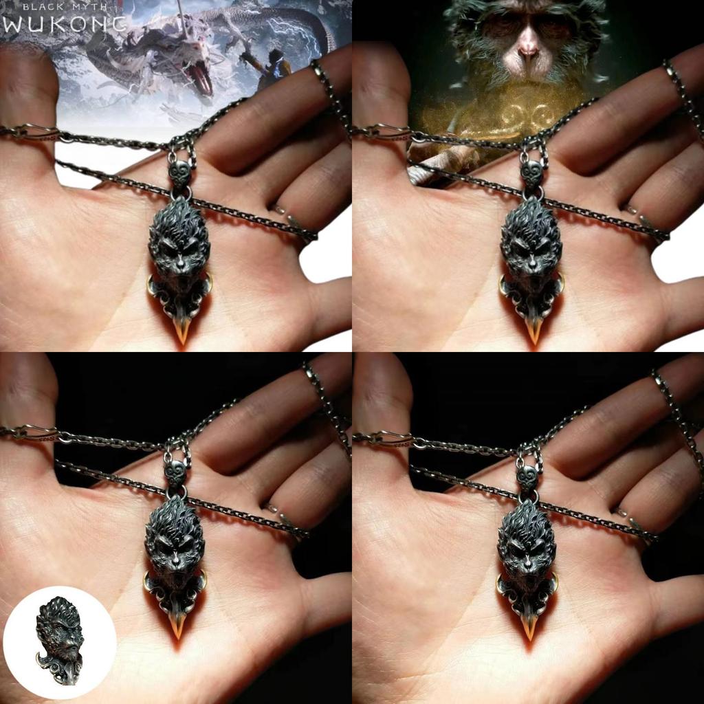 Unique Black Myth Wukong Pendant Necklace Retro Style Hip Hop Jewelry Gift For Men