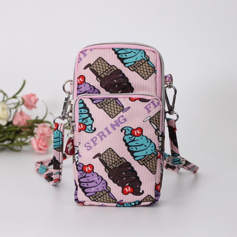 Nylon Schulter-Crossbody-Handytasche für Damen, Sport Laufen Mehrschichtige Reißverschlusstasche Armbandtasche, Clutch Münzbörse, Schlüsselhalter