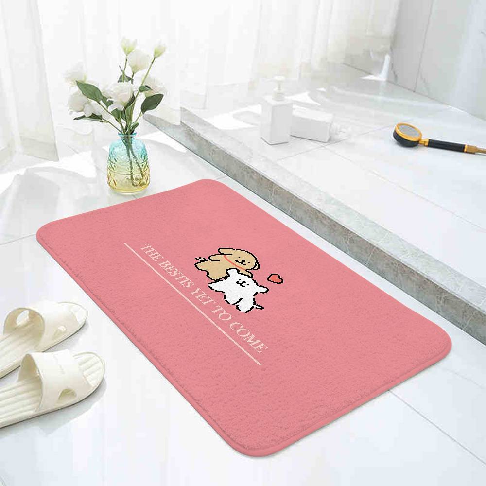Cute Cartoon Line Dog Floor Mat Pattern Printed Flannel Door Mat, Suitable For Bathroom, Living Room, Home Decoration