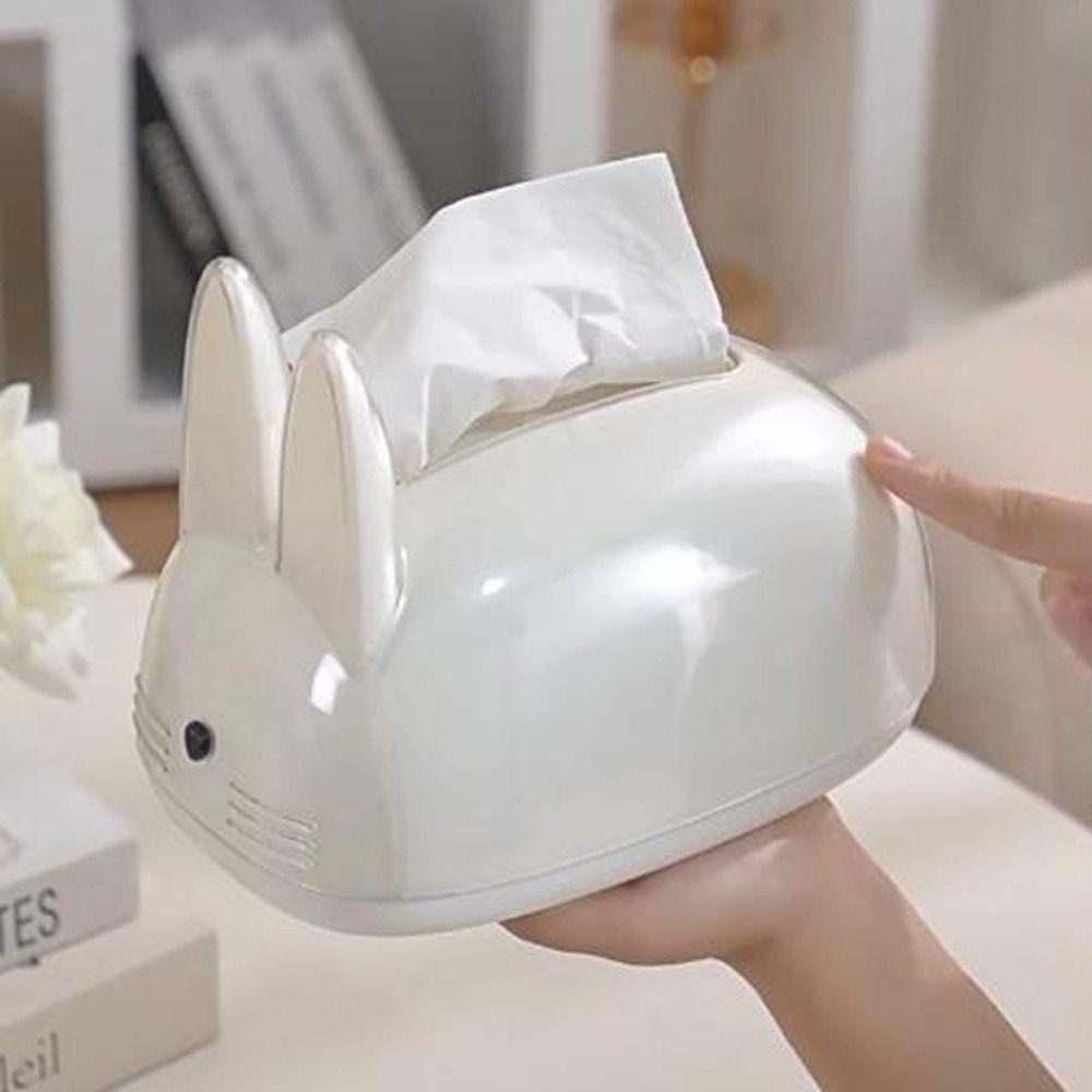 Large Capacity Paper Towel Dispenser Creamy Style Napkin Paper Case Rabbit Tissue Box  Bedroom
