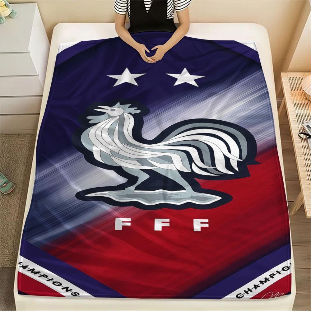 1PC France National Football Team Patterned Flannel Blanket Suitable For All Seasons for Home Decor Warmth and Comfort Gifts Holiday Present