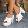 Sommer Neuer Stil Europäischer Stil Einriemen Einfarbig Damen Große Größe Plateau Runde Zehenpartie Flip-Flops