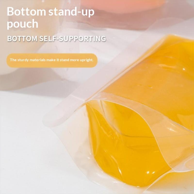 20 pièces Poches Réutilisables Transparentes avec Bec pour Boissons Étanches Sacs Souples en Plastique pour Smoothie Thé Voyage en Randonnée