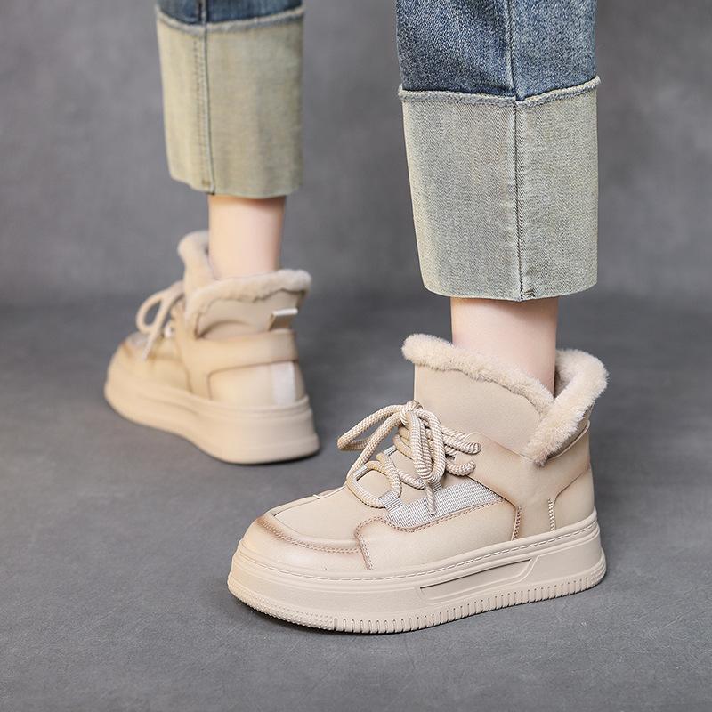 Wolle Dicksohlige Schneestiefel Damen Saison Damen Fleece Warme Kurze Stiefel Damen Lässig Fleece Verdickt Vielseitig Damen