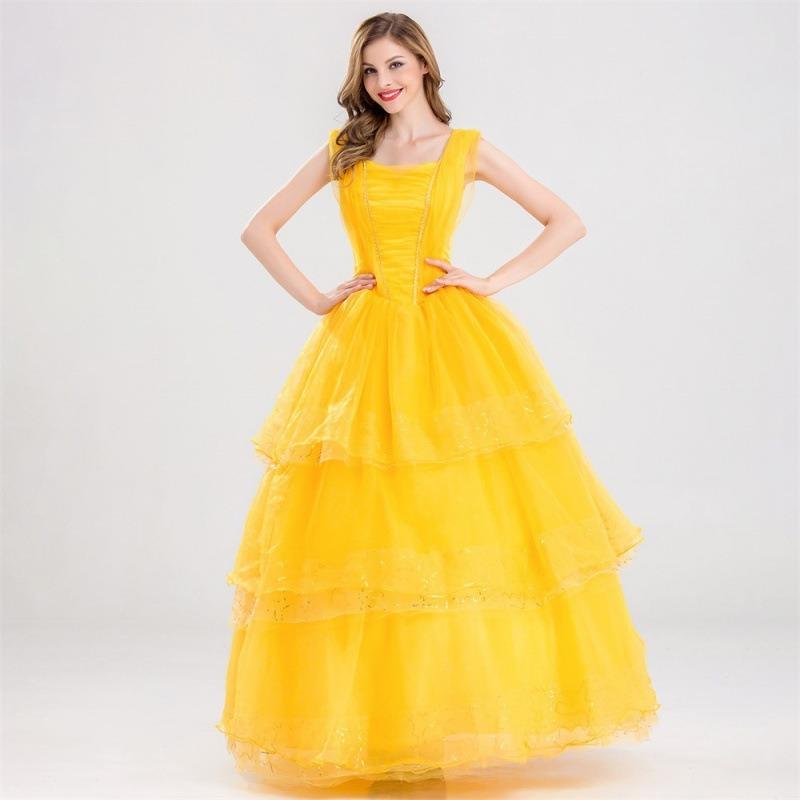 The new Halloween film and television live-action version of the beautiful woman and the beast Belle princess dress costume women