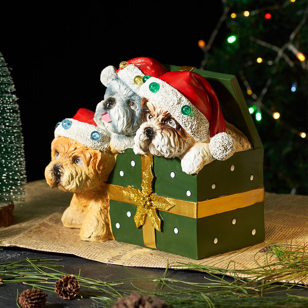 Christmas Animal Sculpture Ornaments Brown Bear Drummer Dog Gift Idea Box Nice Skateboard Penguin Christmas Home Use Decorations