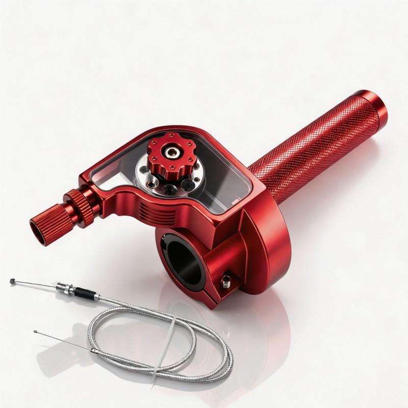 CNC Aluminum Throttle Grip Handle Motorcycle Electric Scooter Upgrade - 179mm Adjustable Twist In 6 Colors Cable