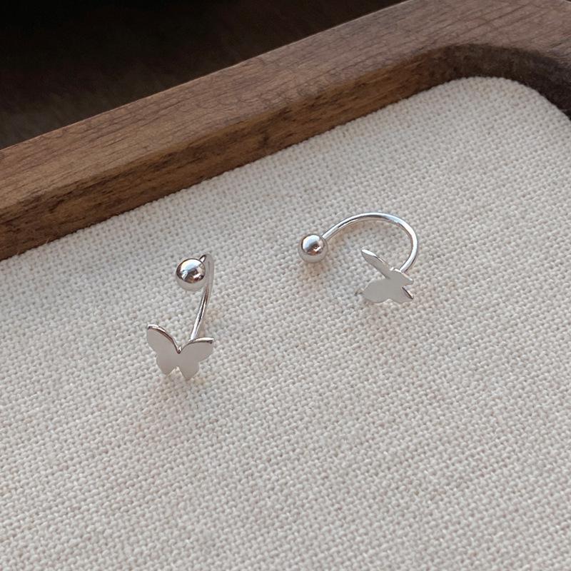 S999 Sterling Silver Butterfly Stud Earrings: Elegant Forest-Inspired Design for Women.