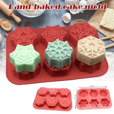 Sneeuwvlok Siliconen Vorm, 6 Holte 3D Bloemvormige Zeepvorm, Voor het Maken van DIY Chocoladetaart Gelei Bakvorm, Dessertvormen