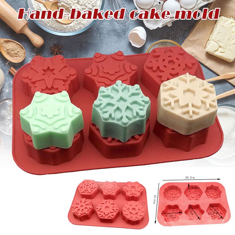 Snowflake Silicone Mold,6 Cavity 3D Flower Shaped Soap Mold,For Making DIY Chocolate Cake Jelly Baking Mold,Dessert Molds