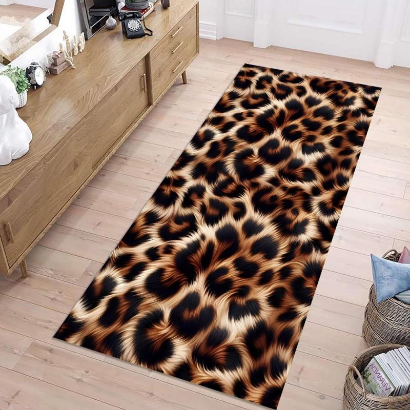 Klassiek Luipaardprint Runner Kleed Bruin Zwart Kunstbont Luipaardpatroon Tapijt Hal Slaapkamer Boerderij Huisdecoratie 50x150cm Felt