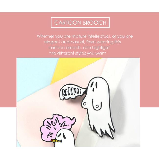 Cute Smoking Boo Ghost Enamel Pin Brooch Cartoon Women Men Denim Jackets Lapel Pins Backpack Badges Kids Fashion Jewelry
