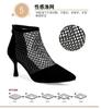 Fashion Summer Roman Lace Up Shoes Women Sandals Sexy Mesh Cut-Outs Pointed Toe High Heels Woman Black Kid Suede Ladies Long Short Boots