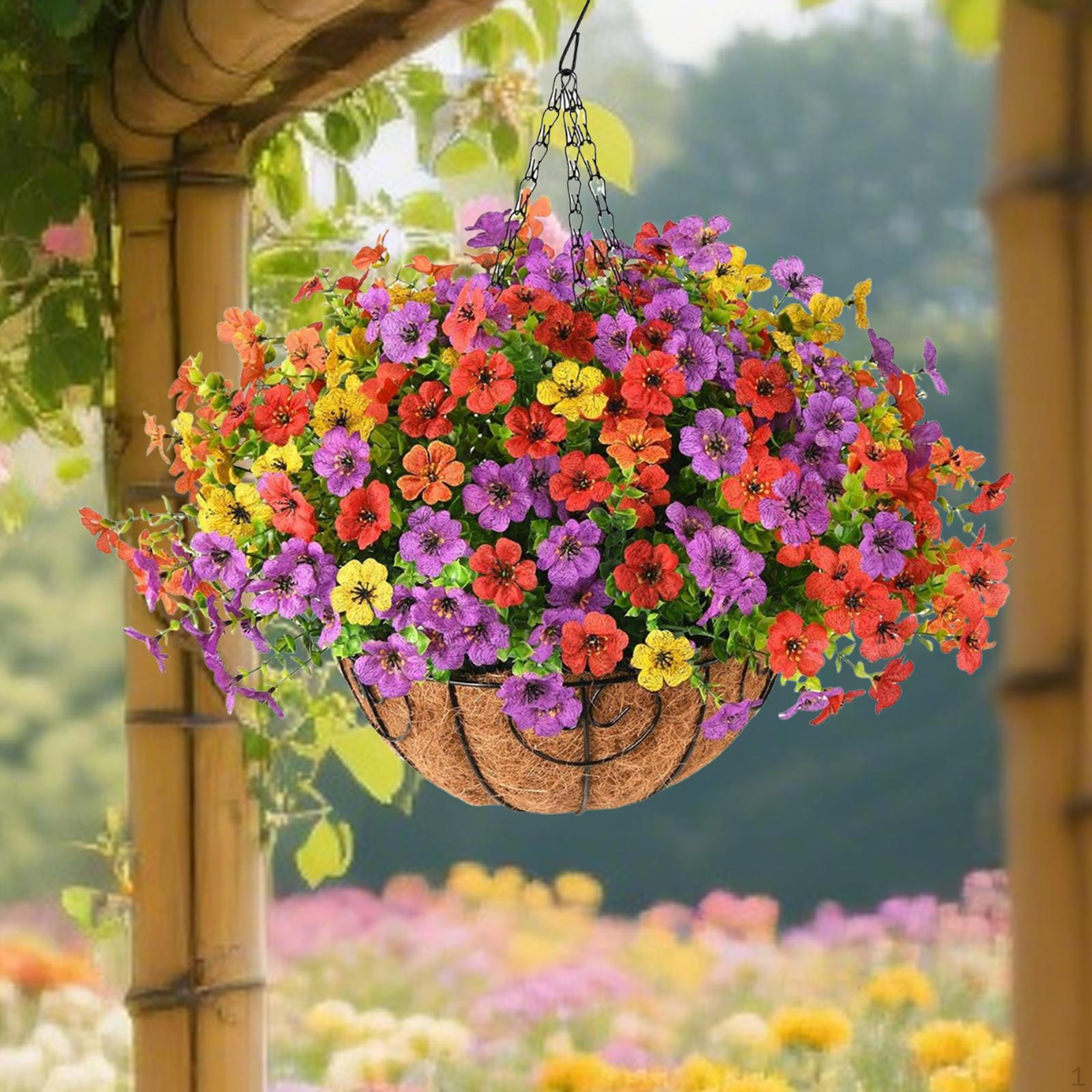 

Искусственные цветочные композиции для центра стола в корзине с кокосовой подкладкой для подвешивания Colorful