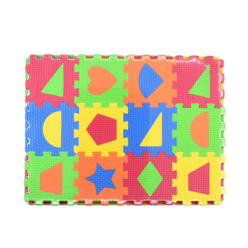 36-Piece 9.0cm EVA Geometric Puzzle Floor Mat - Russian, Spanish, Arabic Mini Foam Jigsaw Toy