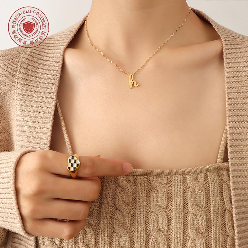 Wind Niche H Letter Lucky Necklace, Titanium Steel Plated 18K Gold Non-Fading Collarbone Chain Jewelry