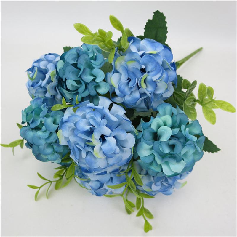 Heads 10 Artificial Hydrangea Fake Silk Flowers Bouquet Bunch Wedding Decor Home