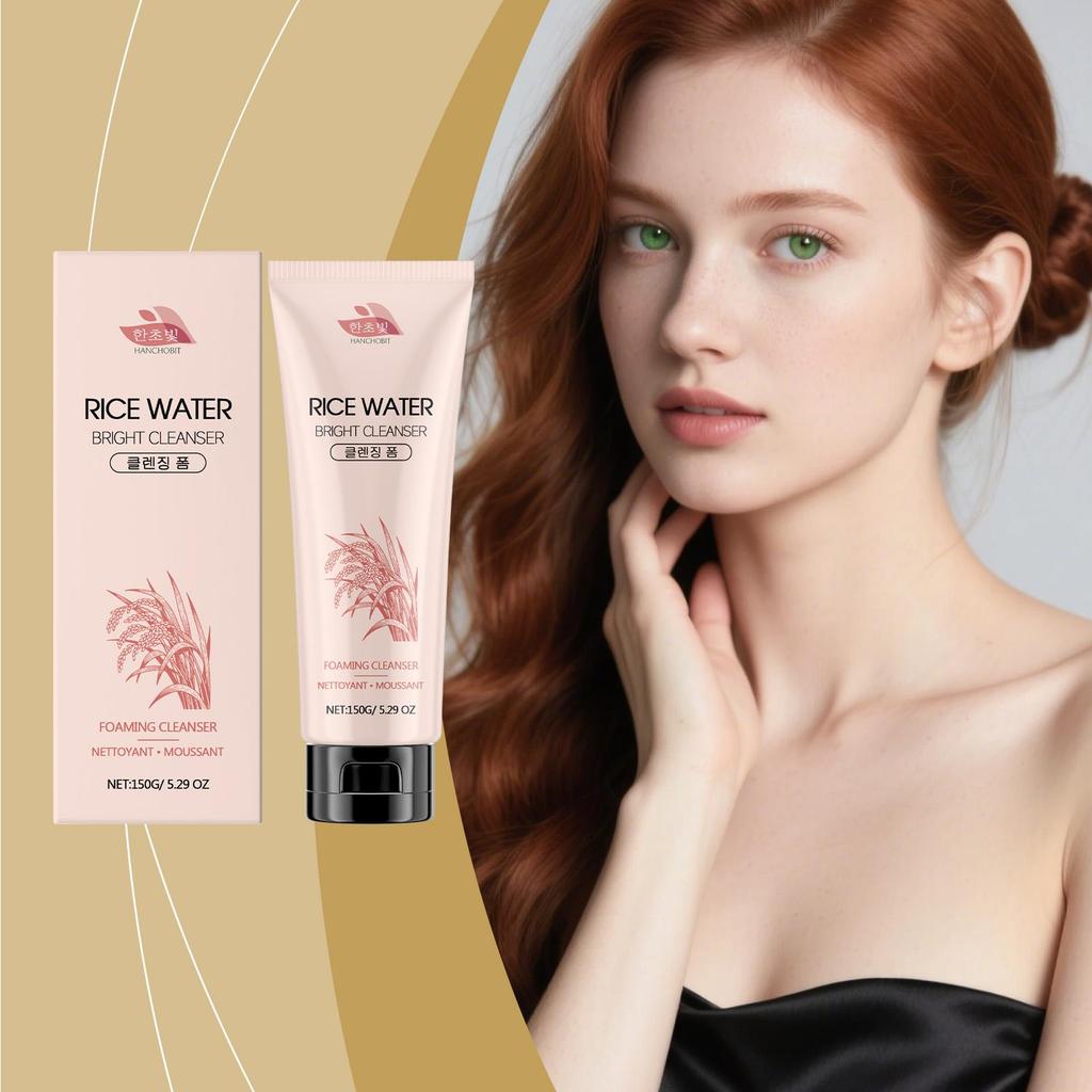 Rice Water Foam Facial Cleanser, Pore Moisturizing and Refreshing Facial Cleanser