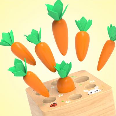 Early Education Wooden Block Pulling Carrot Game Kids Children Interactive Toy