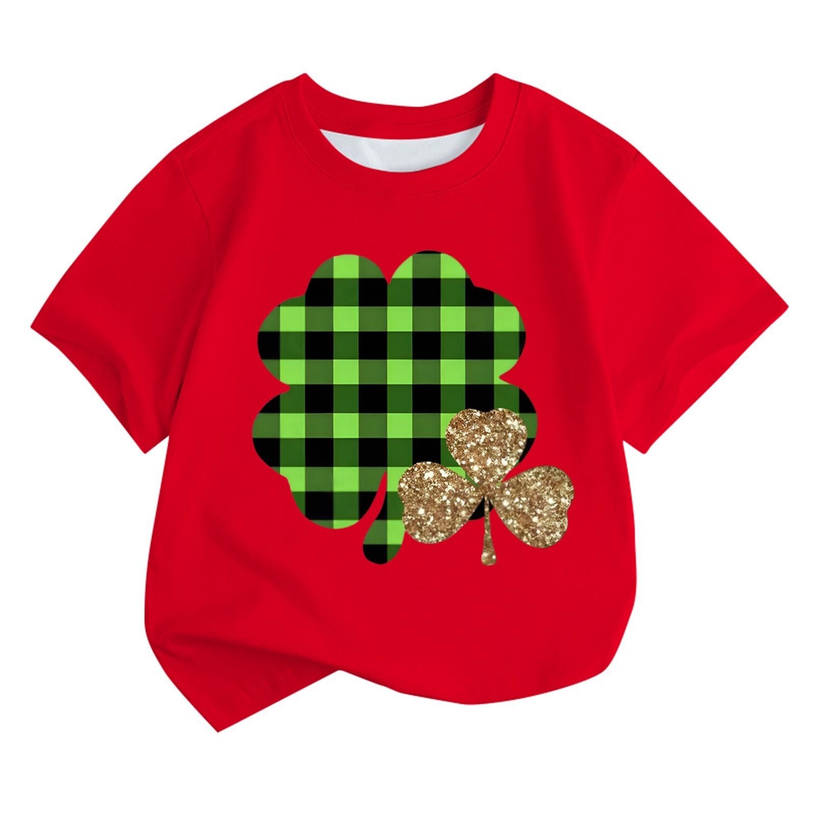 

Мальчики и девочки мода повседневный воротник принтованный короткий рукав топ 150 красный