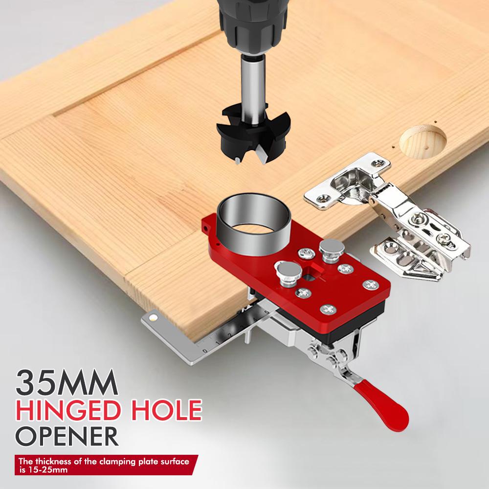 35mm Hinge Boring Jig Woodworking Hole Drilling Guide Locator with Fixture Aluminum Alloy Hole Opener Template Tools