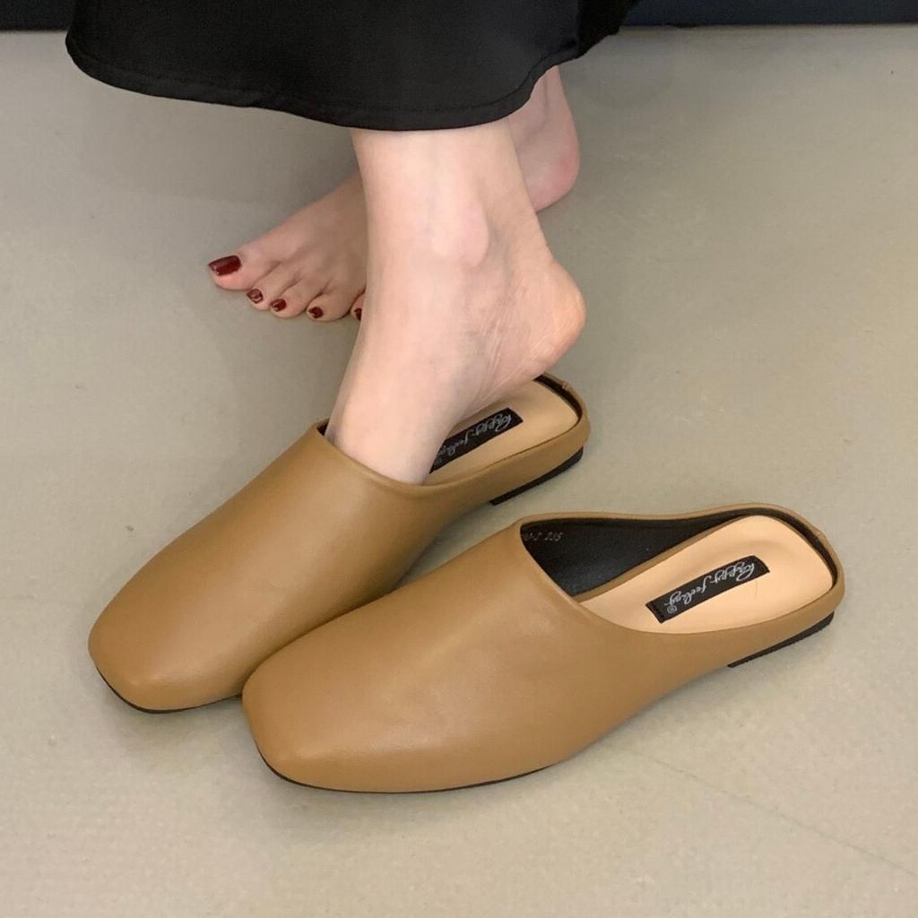Bailamos Brand Women  Slippers Square Toe Sandals Mules Slippers Slides Women Simple Slippers Comfortable Office Mule Shoes Muje